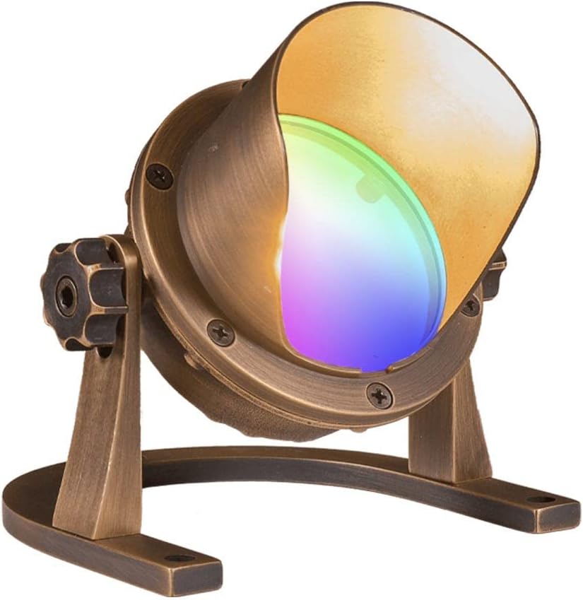VOLT 12V IP68 Cold Forged Brass (Bronze) RGBW Color Changing LED Underwater Light with Shielded Top & Remote Control for Low Voltage Outdoor Lighting