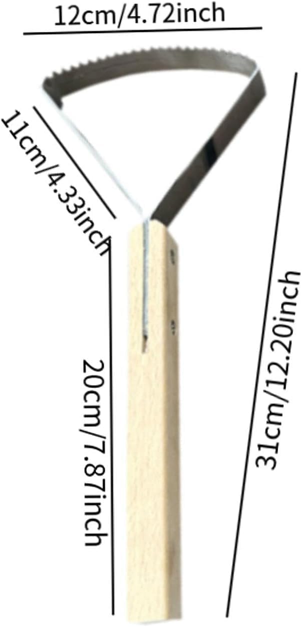 2-in-1 Weed Puller Tool,Garden Weed Scraper Tool, Weeding Rake, Metal Weeder & Soil Leveler with Ergonomic Wood Handle Weed Rake