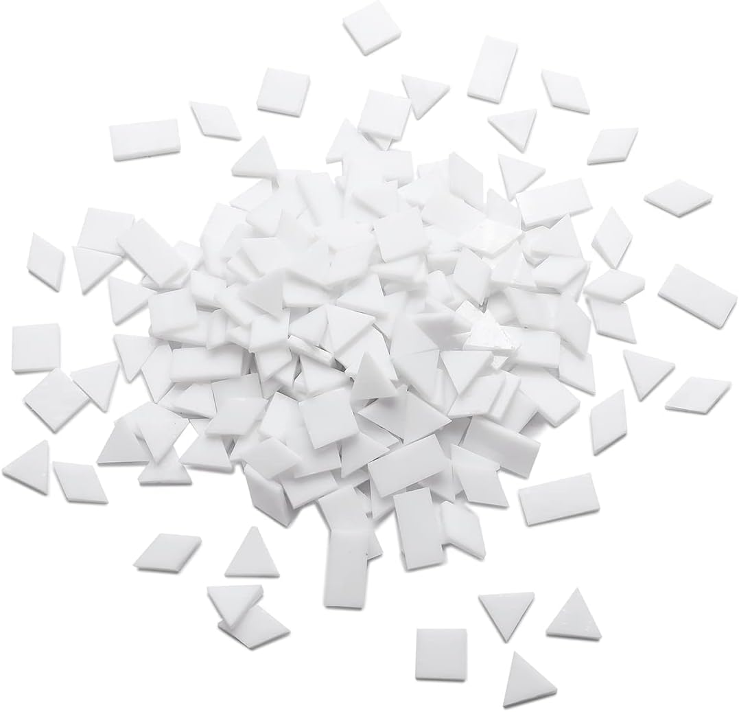 Lanyani Multi-Color Glass Mosaic Tiles - Mixed Shapes, 200 Pieces, Regular White