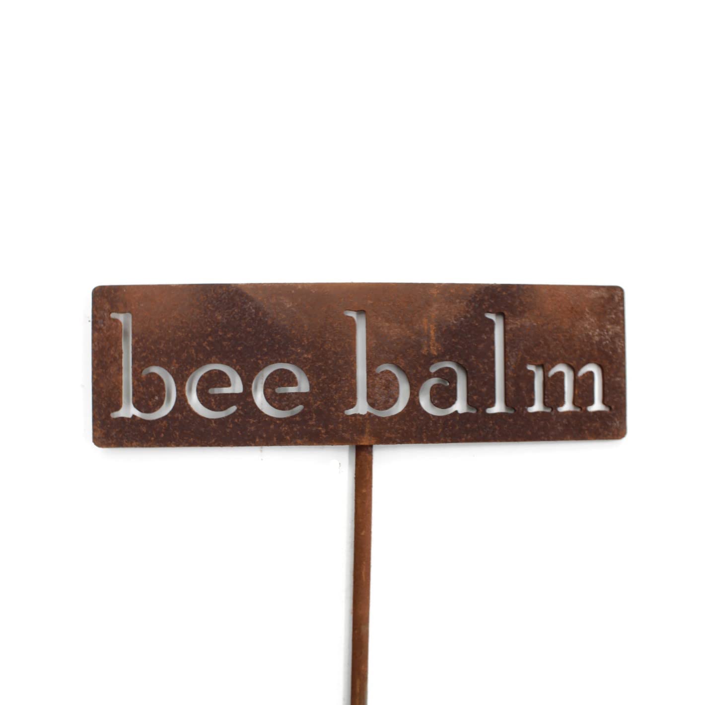Classic Metal Garden Markers 19 Inches Tall (bee balm, Naturally Rusted)