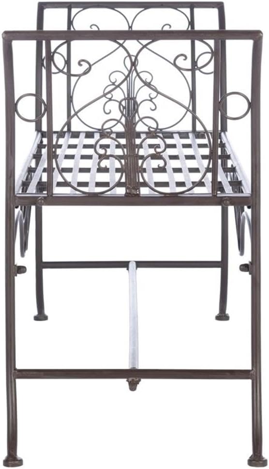 SAFAVIEH PAT5016B Outdoor Collection Adina Rustic Brown Wrought Iron 51-inch Garden Bench