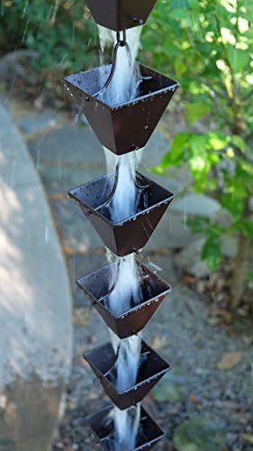Nutshell Stores Medium Square Cups Rain Chain - Bronze - 19 Feet