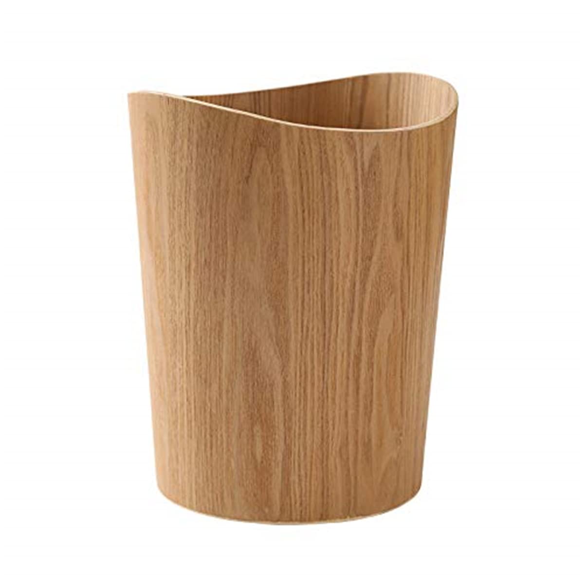 Wood Trash Can, Round Stackable Wastebasket, Natural Garbage Recycling Bin for Bathrooms, Powder Rooms, Kitchens, Home Offices (B-Light Wood)