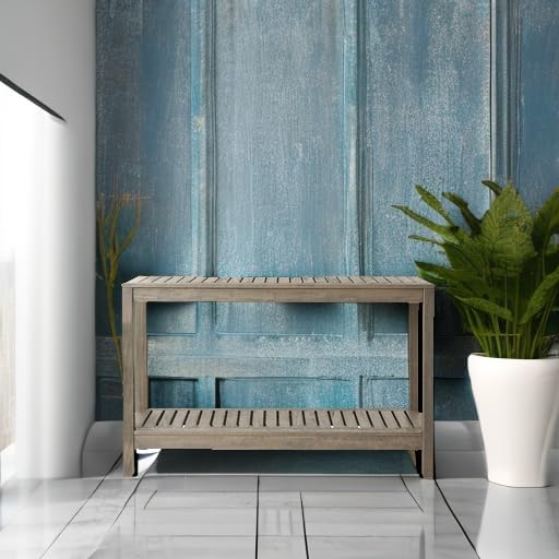 Cambridge Casual Solid Wood West Lake Outdoor Console Table – Weathered Gray Finish – Durable and Stylish Accent Plant Table for Patio, Deck, Porch, Garden, and Outdoor Spaces
