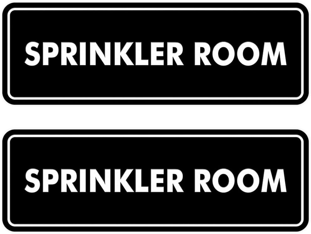 Signs ByLITA Standard Sprinkler Room Sign (Black) - Small 2 Pack