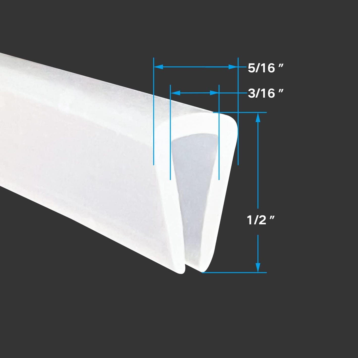 Clear Rubber Edge Trim，U Channel Silicone Rubber Edge Trim, 3/16" Slot, Fit for 5/32"-7/32", White Color, Edge Protector for Plywood, Glass, Flexiglass