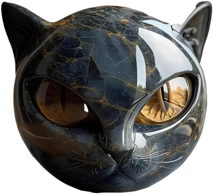 Luxury Black Cat Stone Sculpture – Elegant Home Décor & Gift-Ready Art Piece, Hand-Carved Crystals and Healing Stones Carved, for Cat Lovers (1*pcs)