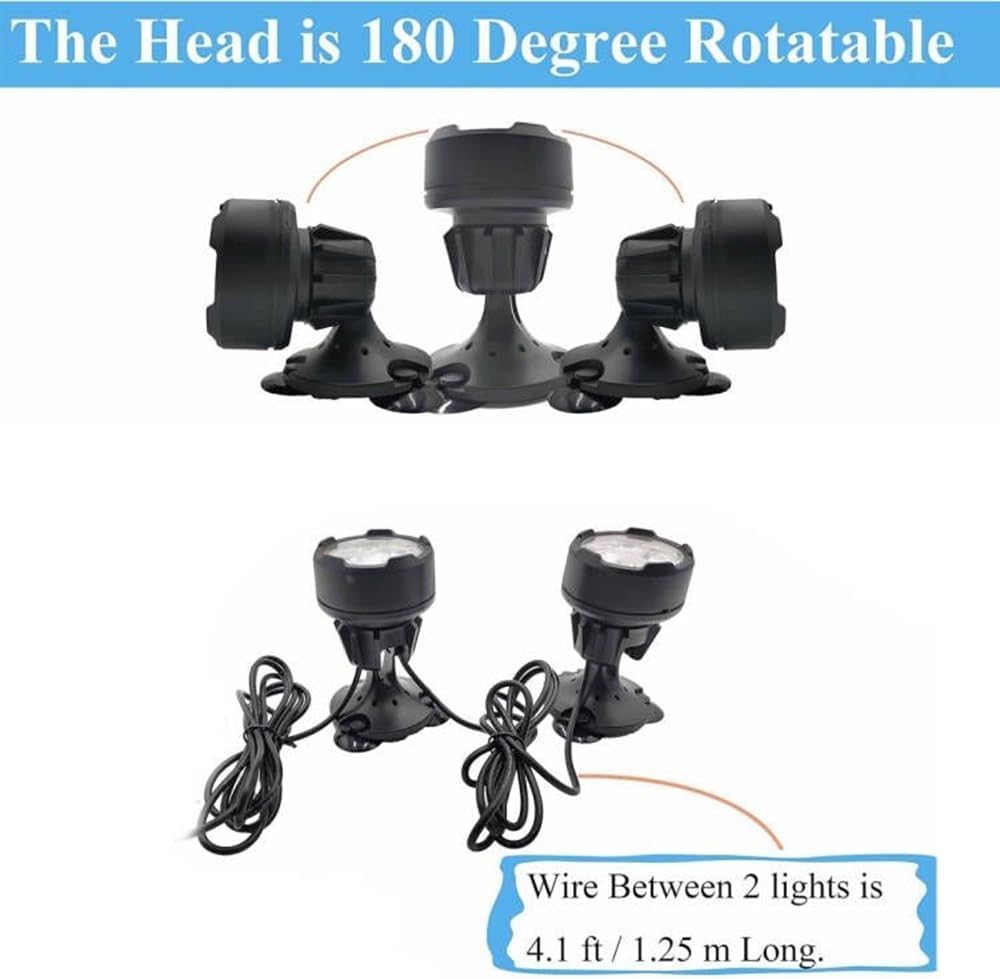 Pond Lights with Timer Color Changing Outdoor Spotlights Underwater Fountain Light Dimmable IP68 Waterproof Submersible LED Landscape Lighting with Spiked Stand (Set of 4)