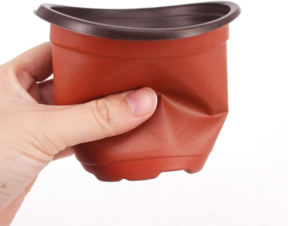 100 Pcs 4" Plastic Seedlings Plants Nursery Pots with 100 Pcs Waterproof Plastic Plant Tags and 2Pcs/Set Transplanting Digging Mini Tools