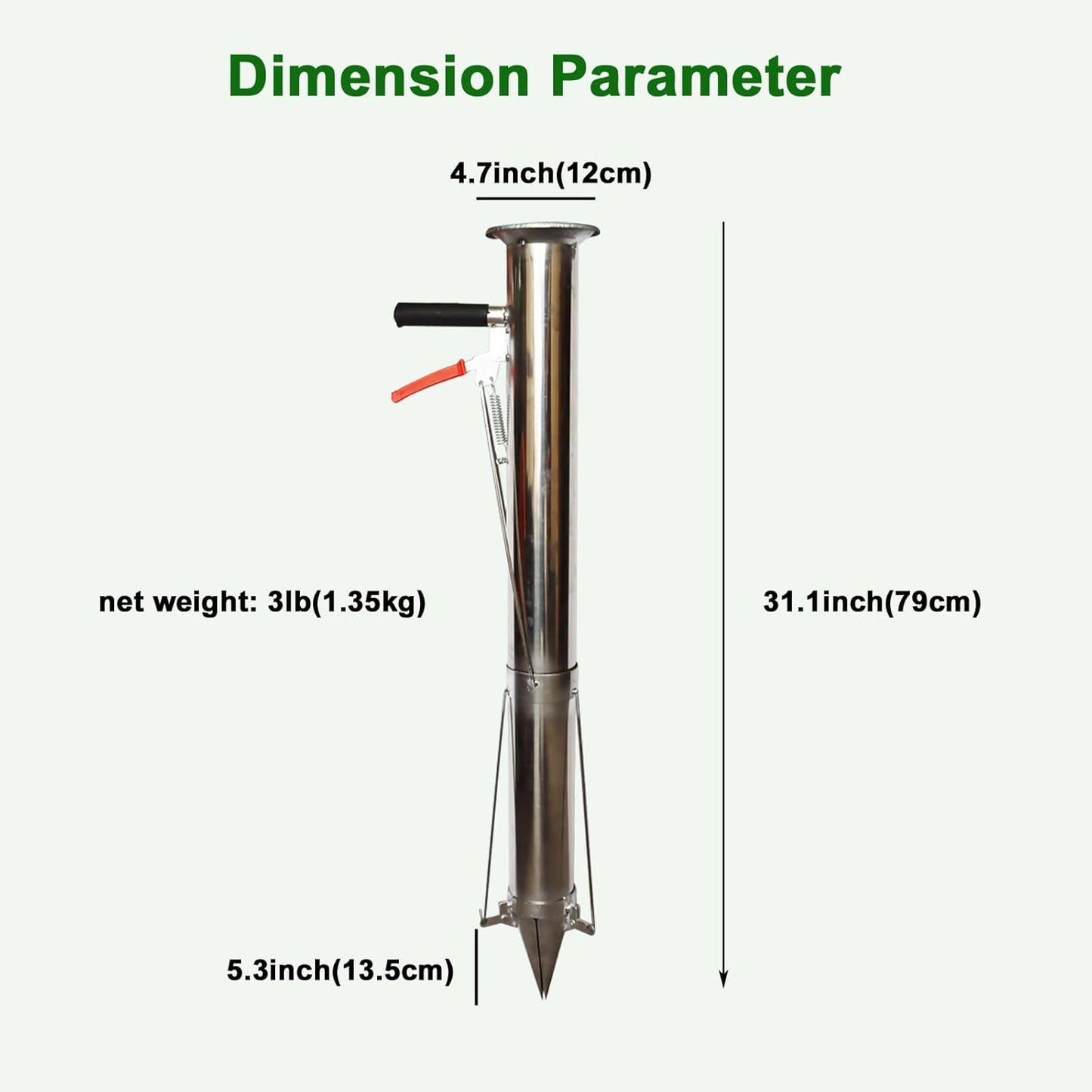 Seedling Transplanting Bulb Planter Tool Long Handle, Vegetable Young Plant Manual Plant Transplanter, Single Handle Stainless Steel Planting Garden Tools for Garden, Greenhouse