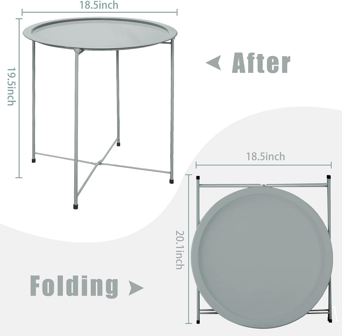 Garden 4 you End Table Outdoor Side Table, Small Patio Table Metal Side Table, Round Folding Side Table, for Outdoor and Living Room,Blue