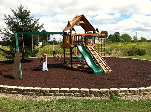 Playsafer Rubber Mulch Nuggets Protective Flooring for Playgrounds, Swing-Sets, Play Areas, and Landscaping (400 LBS - 16 CU. FT., Brown)