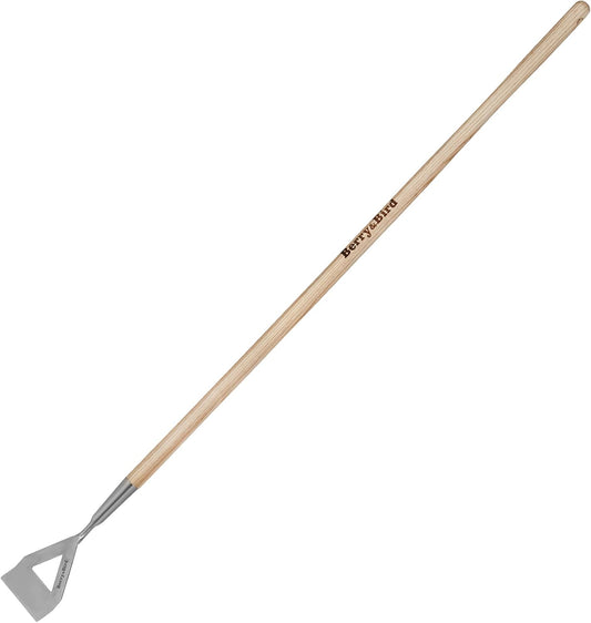 Berry&Bird Dutch Hoe for Weeding，63'' Stainless Steel Garden Weed Hoe with Long Wooden Handle,Heavy Duty Scuffle Hoe Manual Weeder Tool for Gardening Moss Removal Cutting Grass Soil Loosening & Edging