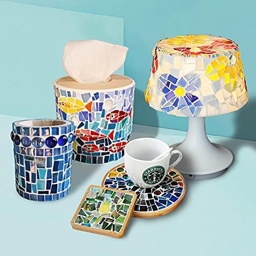 1.1lb Irregular Crystal Mosaic Tiles,Small Mosaic Tile DIY Hobbies Children Handmade Crystal Craft for Crafts Bulk DIY Picture Frames Handmade Jewelry Coaster (Green Series)