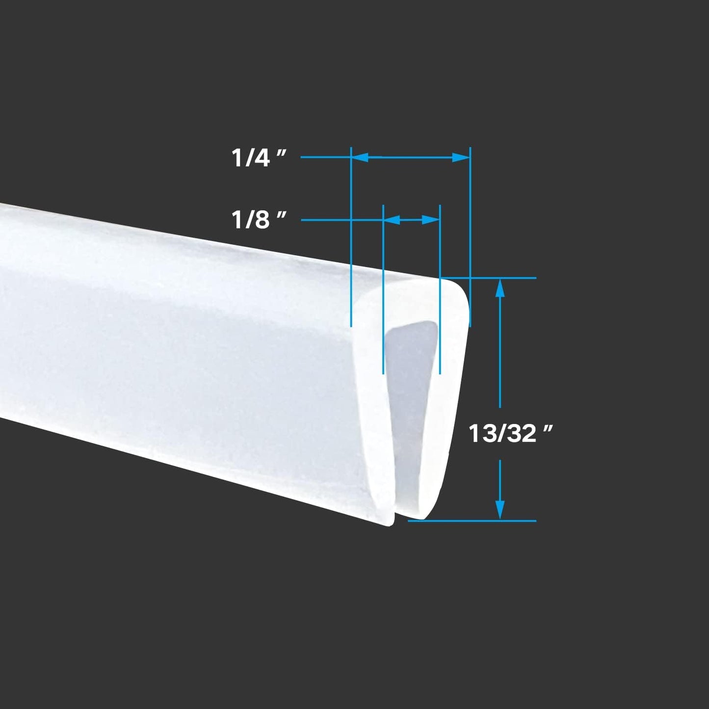 Clear Rubber Edge Trim, U Channel Silicone Rubber Edge Trim, 1/8" Slot, Fit for 3/32-5/32", White Color, Edge Protector for Plywood, Sheet Metal Parts
