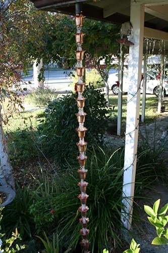Nutshell Stores Flower Cups Rain Chain - Copper - 15 Feet