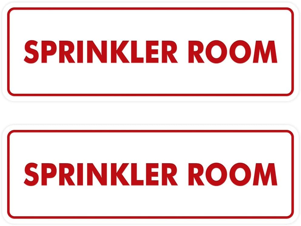 Signs ByLITA Standard Sprinkler Room Sign (White/Red) - Small 2 Pack