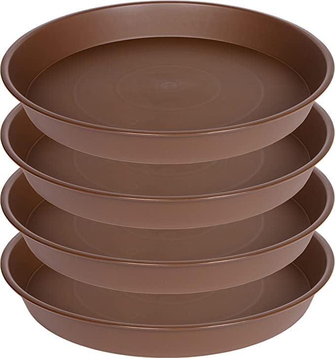 4 Pack of 16 17 inch Plant Saucer (15 inch Base), 2.3" Depth, Heavy Duty Deep Plant Trays for Pots, Bird Bath Bowls, Plant Water Saucers for Indoors, Planter Drip Trays (17", Chocolate)