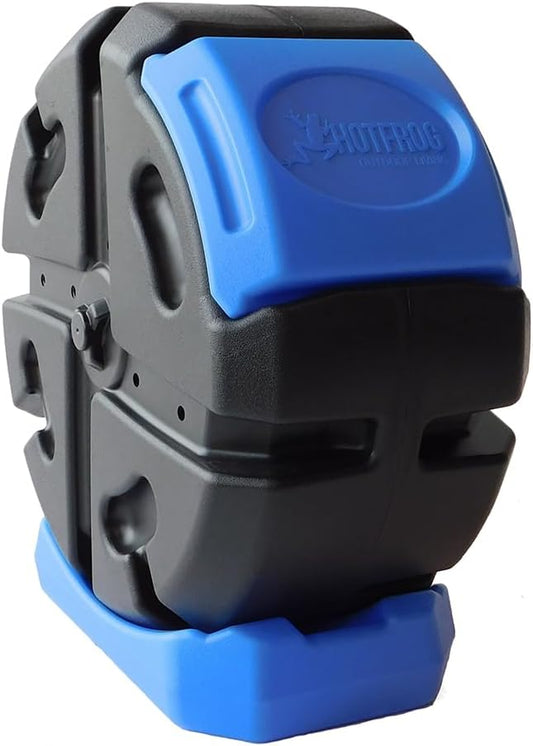 FCMP Outdoor HOTFROG Half Size Rolling Single Chamber Batch Tumbling Composter - Outdoor Rotating Garden Compost Bin (HF-RC2000WB-BLU) Black & Blue (19-Gallon)