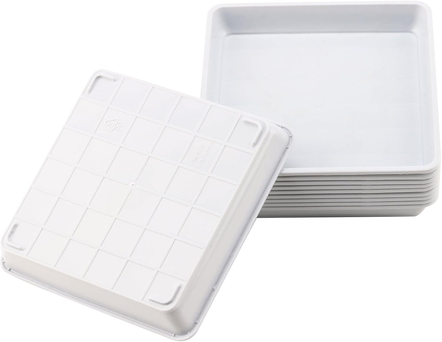 JOIKIT 15 PCS 10 x 10 Inch Square Plant Saucer, Plastic Plant Saucer Drip Tray, Square Flower Pot Tray for Indoors and Outdoor Plant Pots, 1.38 Inch Deep, White