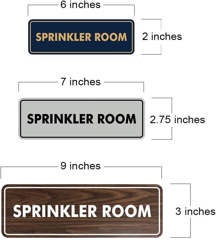 Signs ByLITA Standard Sprinkler Room Sign (Black/Gold) - Small 2 Pack