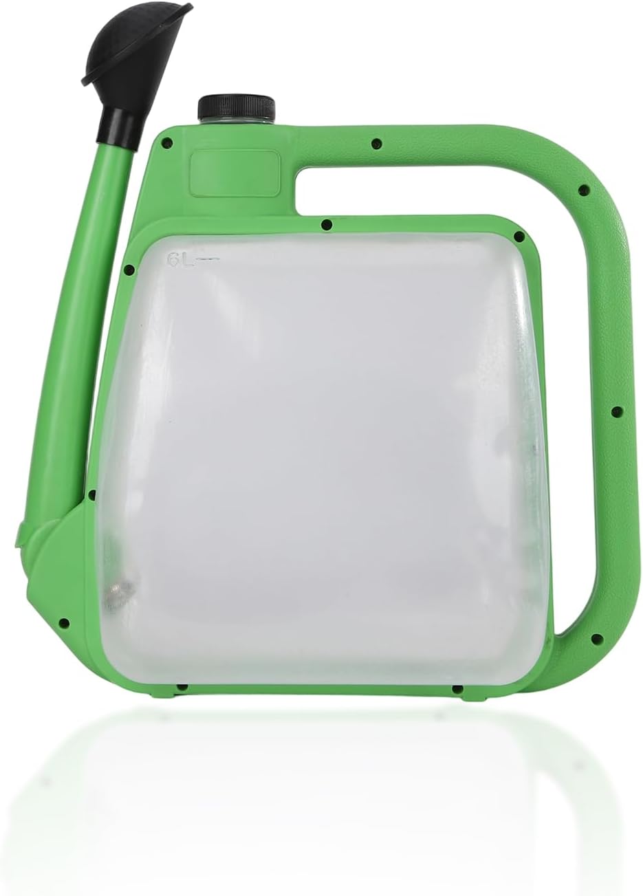 Foldable Transparent Plastic Watering Can 1.6Gal with Spray and Pour Nozzle for Indoor Outdoor Plants,Green