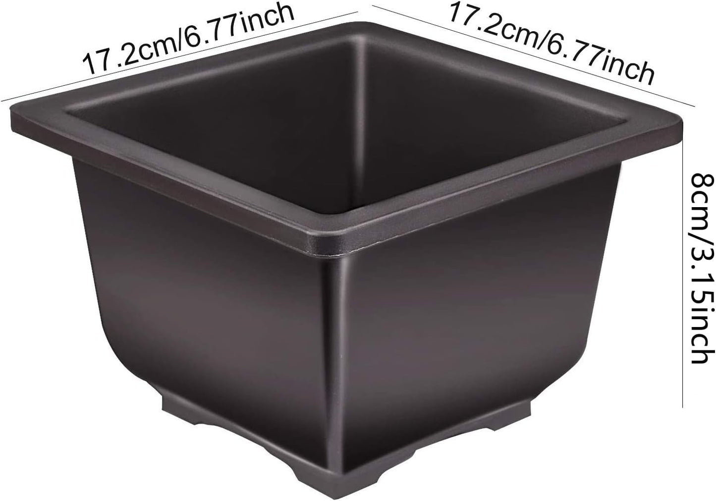 KINJOEK 15 PCS 6.7 Inch Plastic Bonsai Pots with Trays, Tall Deep Square Bonsai Training Pots with Drainage Hole, Tree Flower Succulent Plant Growing Pot Container for Garden, Indoor, Home Decorative
