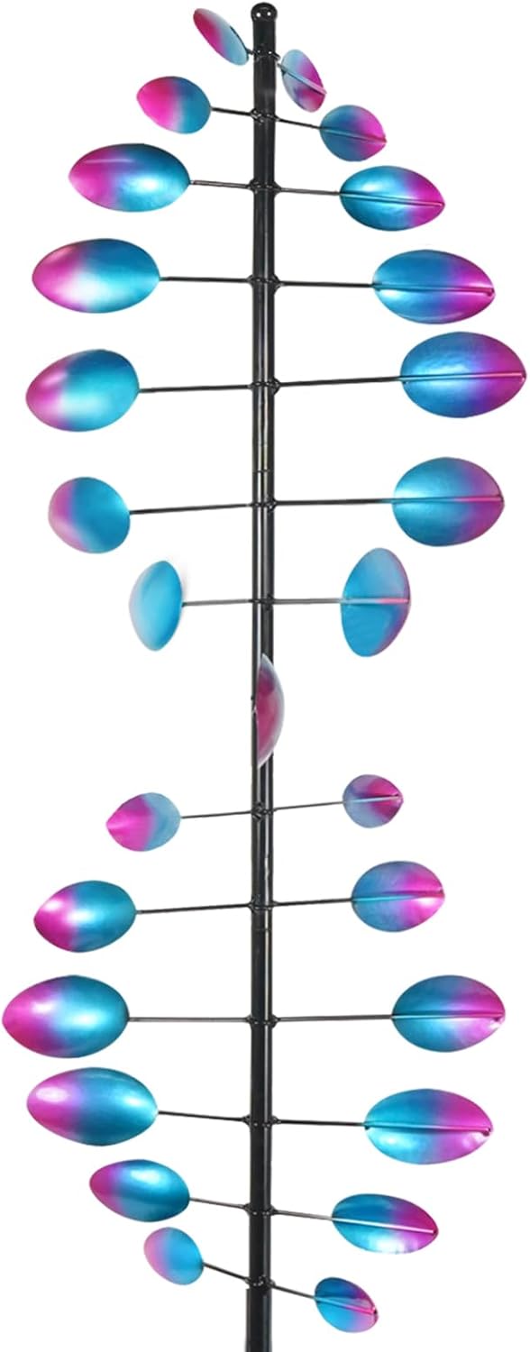 Decoroca 360° Outdoor Wind Sculpture, 90in Kinetic Wind Spinner with Metal Stake, Large Yard Art Decor for Patio, Lawn & Garden(90" H x 24" W)