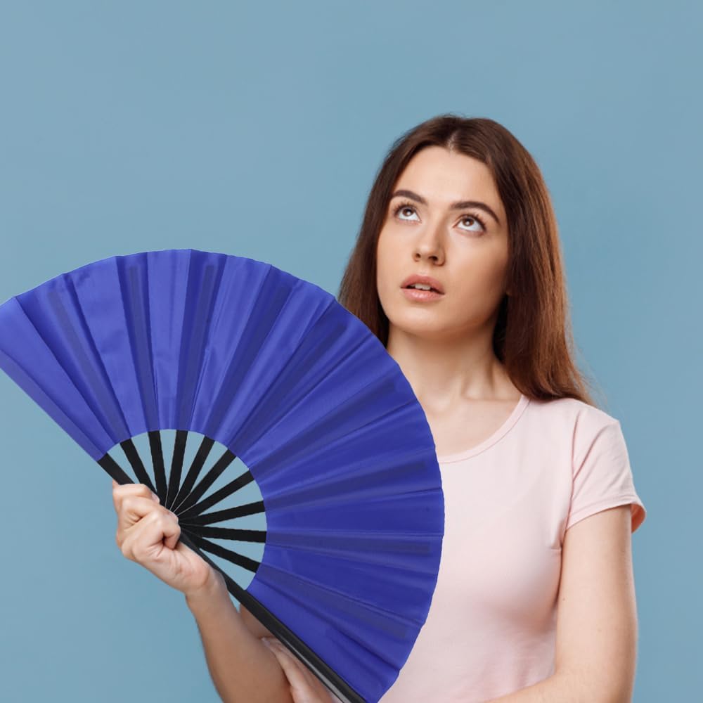 4 Pack Large Folding Hand Fan for Line Dance, Clap Popping Fan Chinese Kung Fu Hand Fan Decorative Folding Fans for Dance, Performance, Festival or Home Decorations(Red,Yellow,Blue,Green)