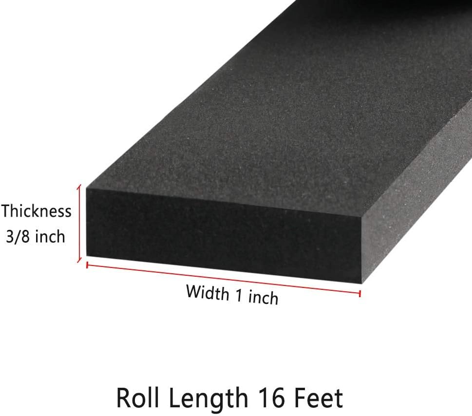 Weather Stripping Seal -1" W x 3/8" T- Foam Seal Tape High Density Foam Strip Self Adhesive Weatherstrip Insulation Foam Rubber Seal Strip