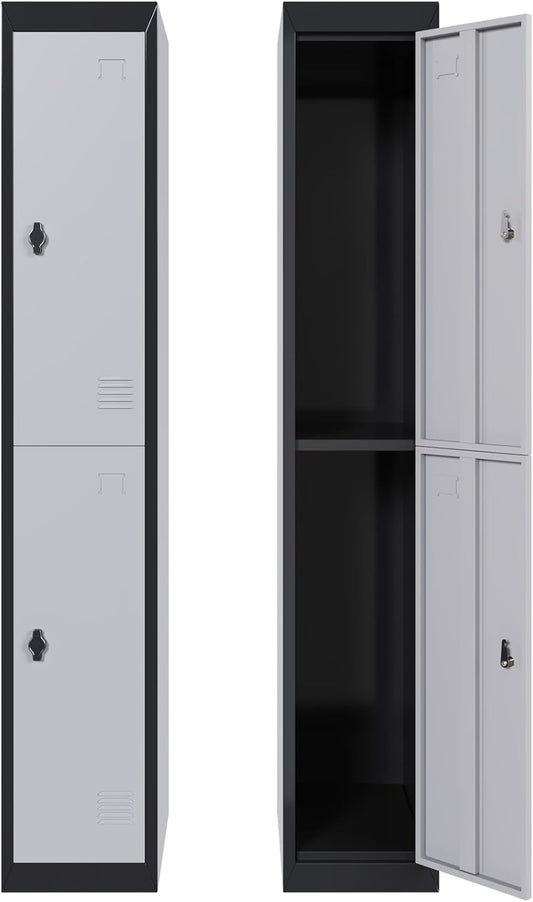 GAOMON Metal Locker, Metal Storage Locker with Shelves and Doors, Perfect for Employees and Students, Ideal for Offices, Schools, Gyms, Homes, and Garages, Assembly Required, Grey & Black