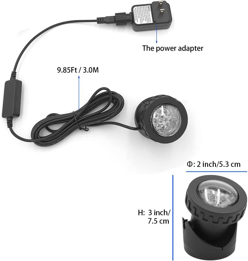 Warm White Pond Lights, Underwater Landscape Spotlights IP68 Waterproof Submersible Fountain Lights for Garden Yard Aquarium Pond Fountain Waterfall (1 Lights)