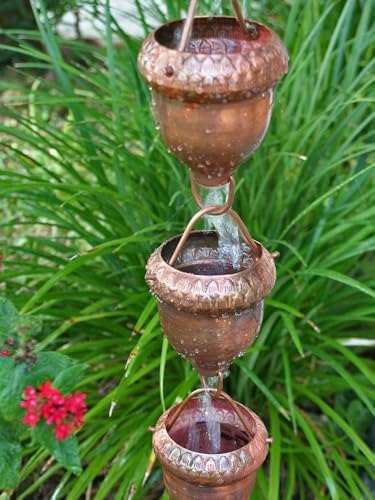 Nutshell Stores Acorn Cups Rain Chain - Copper - 11 Feet