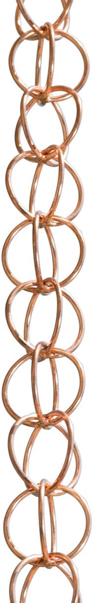 Monarch Rain Chains Pure Copper Ring Rain Chain, 8.5 ft Decorative Rain Catcher Chain for Gutters, Rain Chains for Outside, Rain Gutter Replacement Downspout