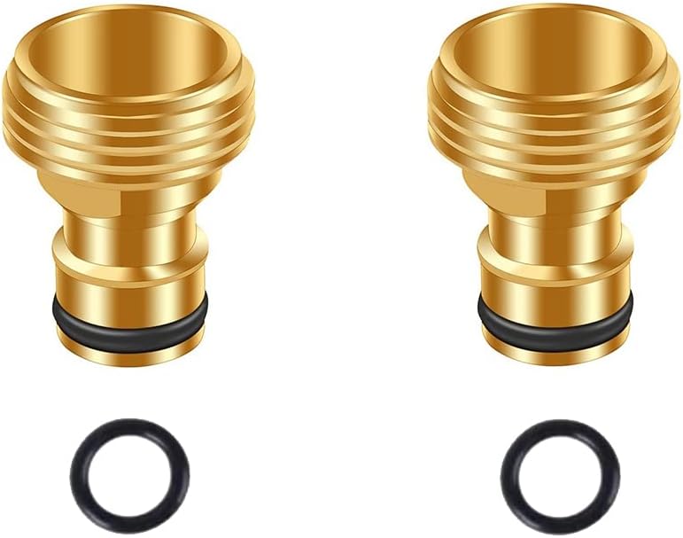 Garden Water Pipe Quick Connector, No-Leak 3/4 Inch GHT Thread Fitting Water Hose Male Adapter, Heavy-Duty Rust Resistant Brass Water Pipe Connect, Easy to Use (2 Male Connect）