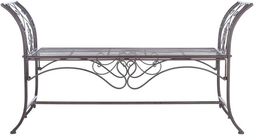 SAFAVIEH PAT5016B Outdoor Collection Adina Rustic Brown Wrought Iron 51-inch Garden Bench