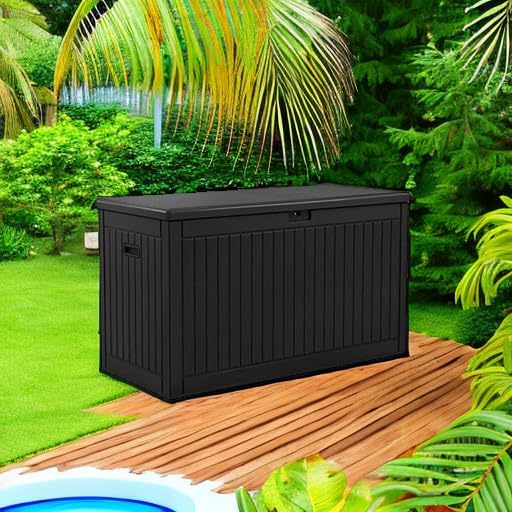 YITAHOME 260 Gallon Extra Large Deck Box, Double-Wall Resin Outdoor Storage Box with Flexible Divider for Patio Cushions Pool Supplies Garden Tools, 1000lbs Load Capacity, Lockable&Waterproof (Black)