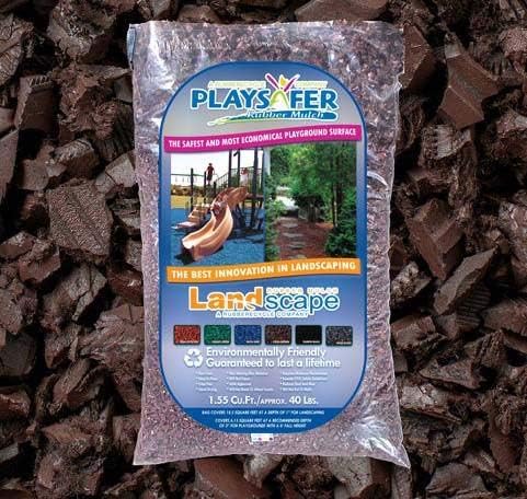 Playsafer Rubber Mulch Nuggets Protective Flooring for Playgrounds, Swing-Sets, Play Areas, and Landscaping (400 LBS - 16 CU. FT., Brown)