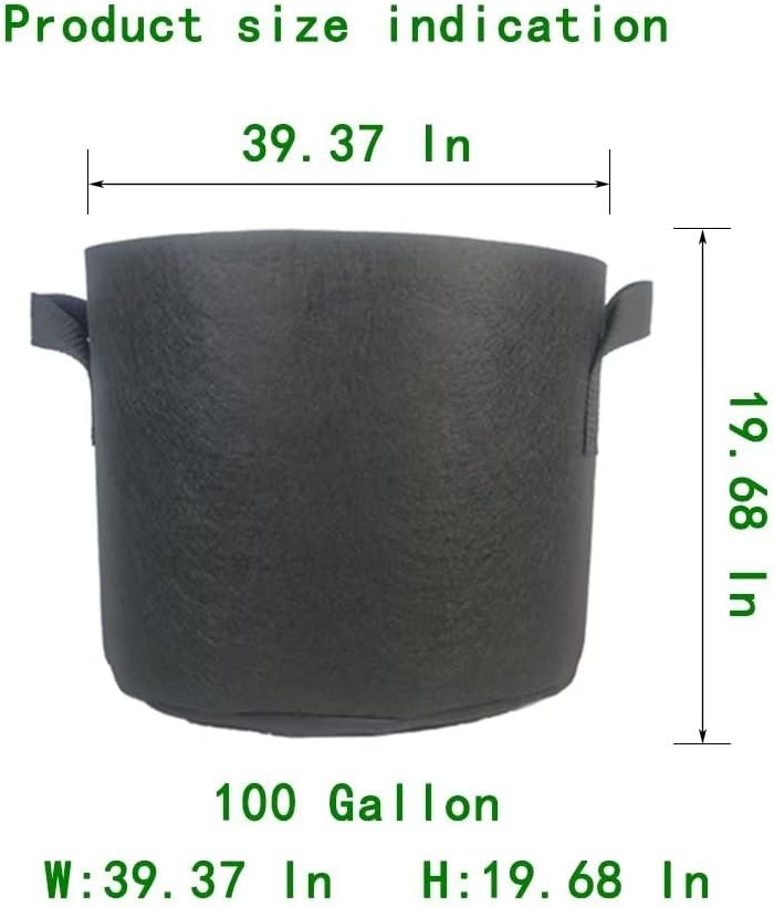 1-Pack 100 Gallon Grow Bags Heavy Duty Potatoes Bag Black Plant Pots with Handles