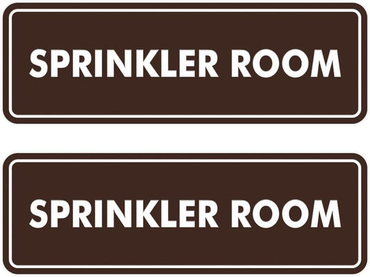 Signs ByLITA Standard Sprinkler Room Sign (Dark Brown) - Small 2 Pack