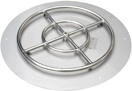 Stanbroil Stainless Steel 18" Round Flat Fire Pit Burner Pan w/12 Fire Ring Installed, BTU 92,000 Max