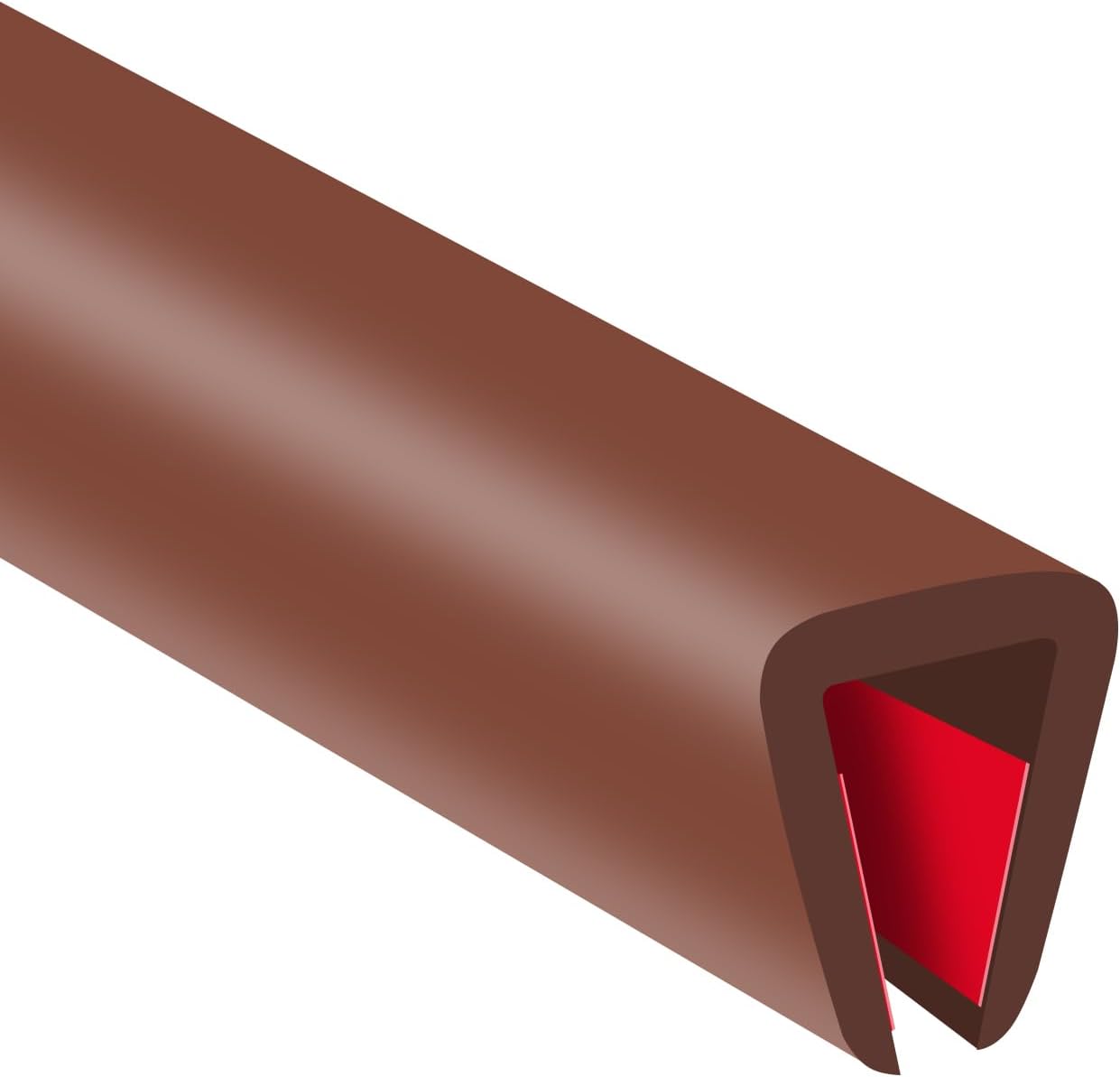 Rubber Edge Trim, Flexible Edge Trim for Sharp Edge, 1/4" U Channel Edge Protector, Self-Adhesive Edge Guards for Plywood, Glass, Flexi-Glass and Sheet Metal Parts, 20Ft, Brown Color