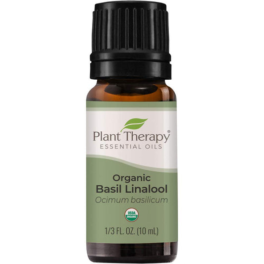 Plant Therapy USDA Certified Organic Basil Linalool Essential Oil 10 mL (1/3 oz) 100% Pure, Therapeutic Grade