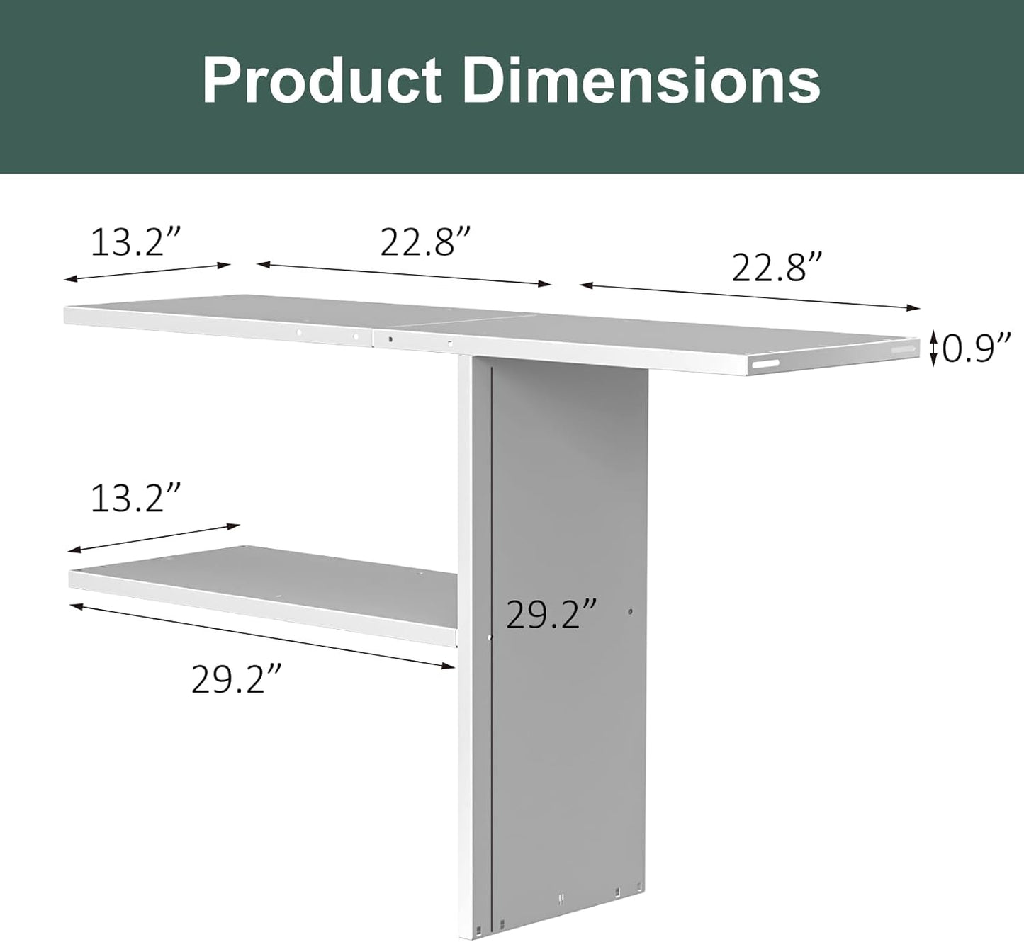 Storage Shed Shelf, Weatherproof Metal Shelf for 30 cuft Tool Cabinet, Ideal for Outdoor Use, with Screw and Nuts Easy Assembly, 45.6''L×13.2''W×30.1H, White