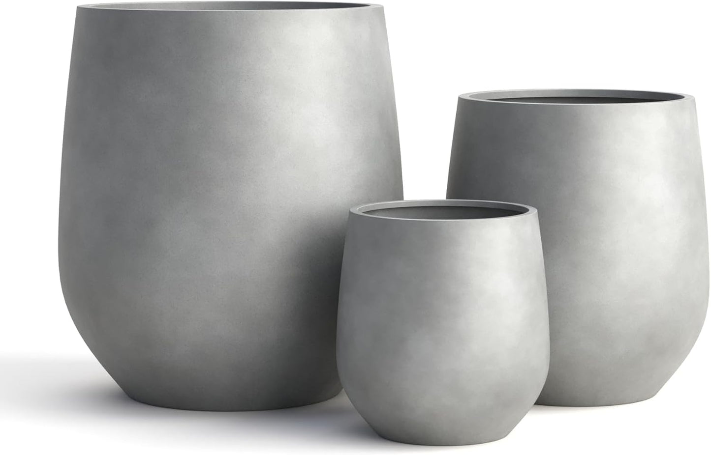 DTY Signature Mount Wilson Lightweight and Durable Modern Fiberstone Tapered Planter for Indoor Outdoor Drainage Hole & Rubber Plug Weather Resistant, 21.7" H x 20" Dia,15.7" Opening - Large, Gray