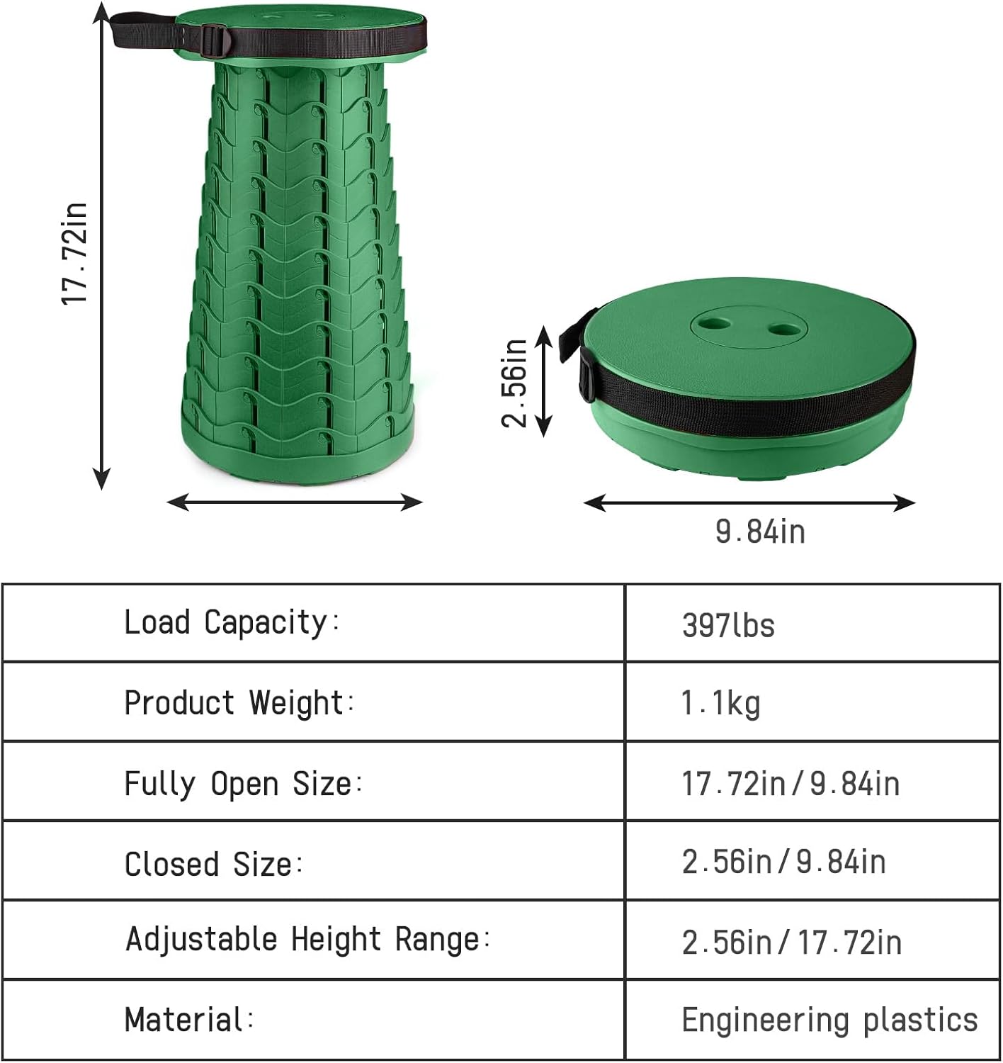 Portable & Lightweight Foldable Camping Chair for Adults, Heavy Duty Folding Stool with Adjustable Shoulder Strap, Perfect for Picnic, Beach, Backyard, and Sporting Events, Max Weight 400lbs