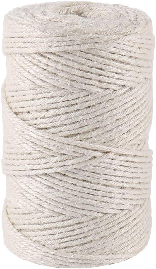 Tenn Well 3mm Jute Twine, 328 Feet Thick Twine String for Crafting, Gift Wrapping, Gardening, Packing and DIY Projects (Creamy)