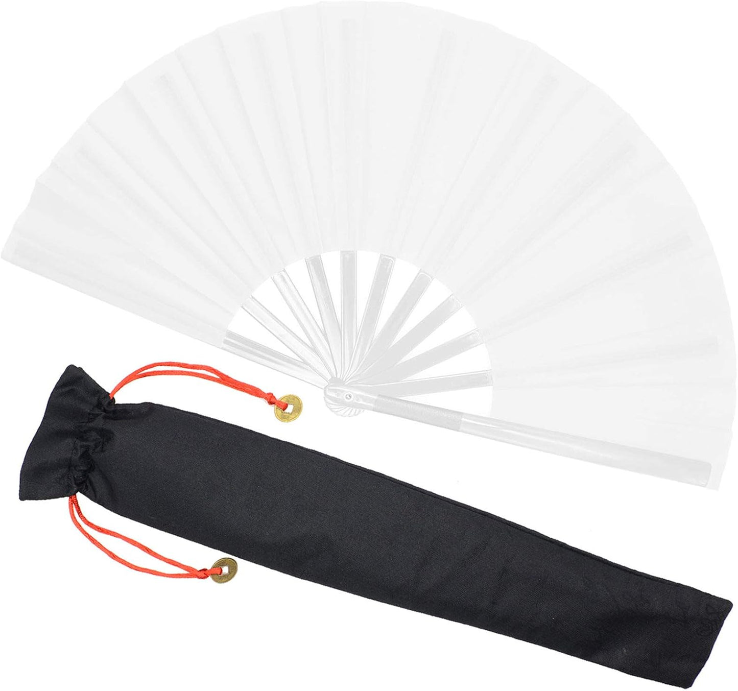 Zolee Large Rave Clack Fan for Line Dancing - Boots on The Ground Folding Hand Fan - Foldable Chinese Tai Chi Kung Fu Fan - for EDM, Music Festival, Hot Flashes, Event, Party, Dance (White)