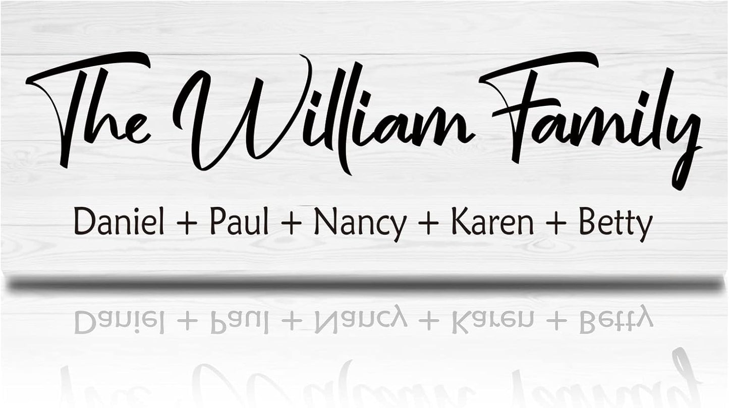 Bemaystar Personalized Family Name Wooden Sign, Rustic Farmhouse Decor - Home & Wedding Gift, 16" x 6"