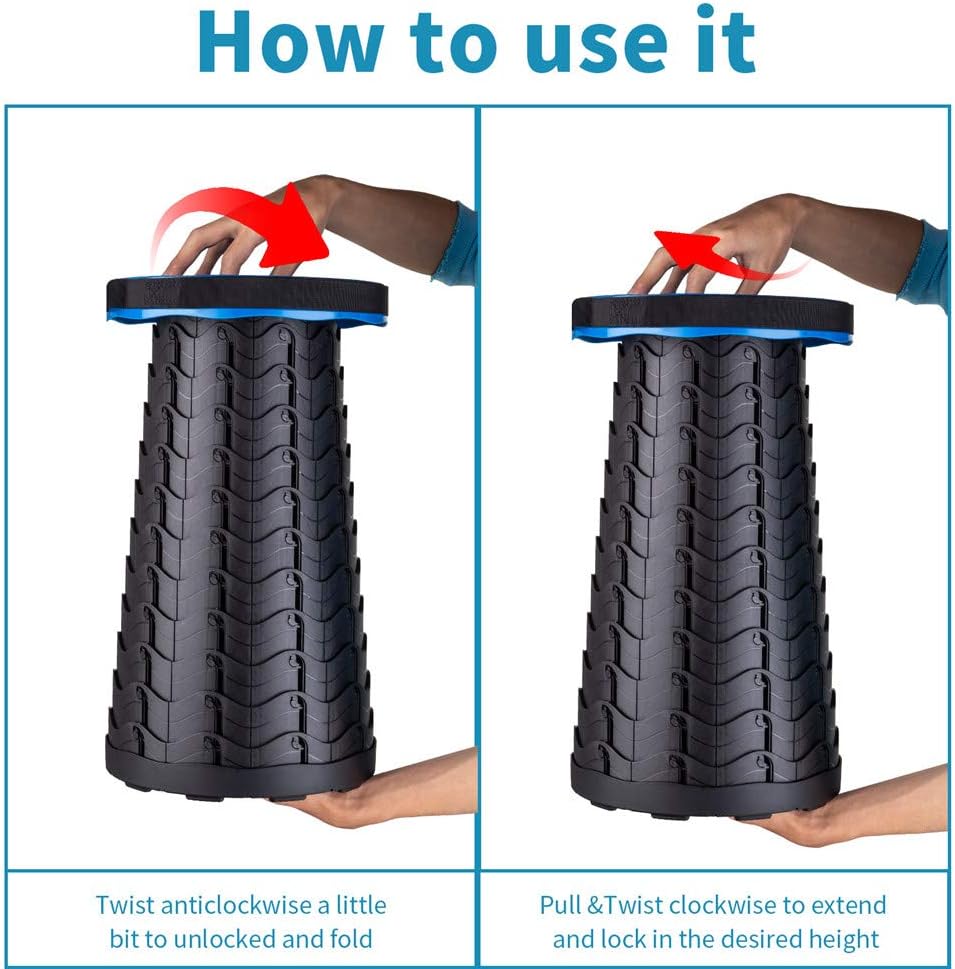 Boreeman Upgraded Folding Stool Lightweight Yet More Sturdy with Load Capacity 400lbs Portable Collapsible Stool for Camping Fishing Hiking BBQ (Blue)